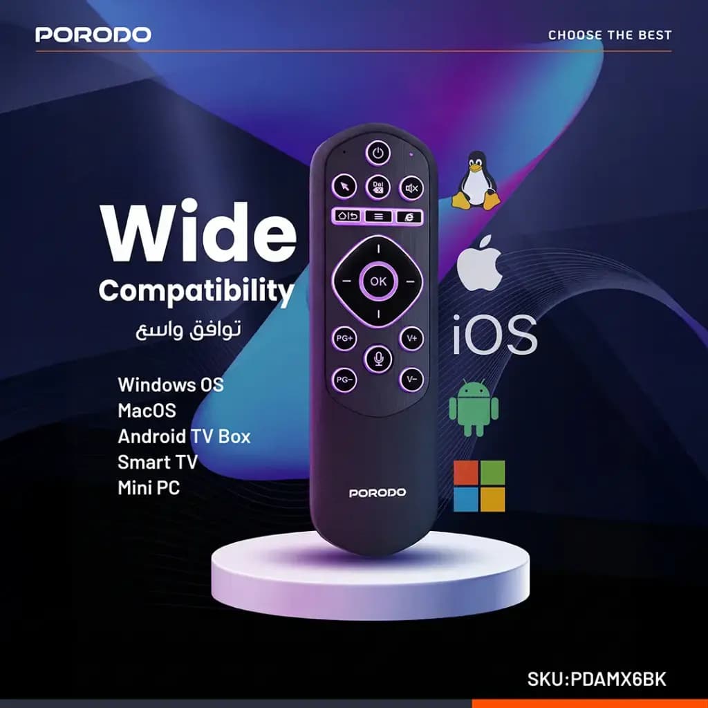 موس بیسیم و مینی کیبورد بلوتوث Porodo air mouse and keyboard — تصویر ۳