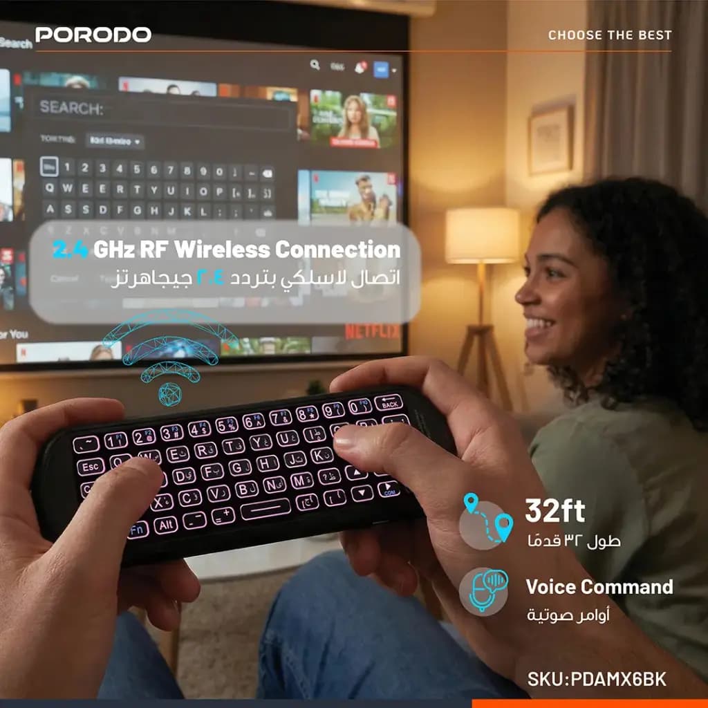 موس بیسیم و مینی کیبورد بلوتوث Porodo air mouse and keyboard — تصویر ۴