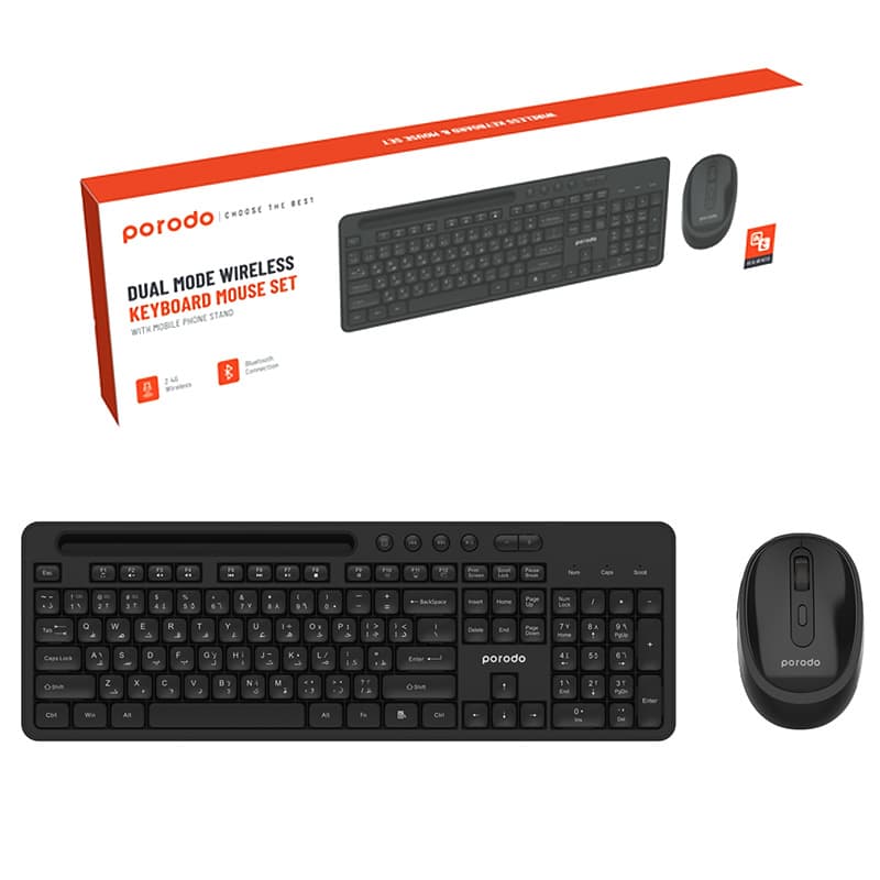 کیبورد و موس بیسیم و بلوتوث پرودو Porodo Dual Mode Wireless PD-W24KBM
