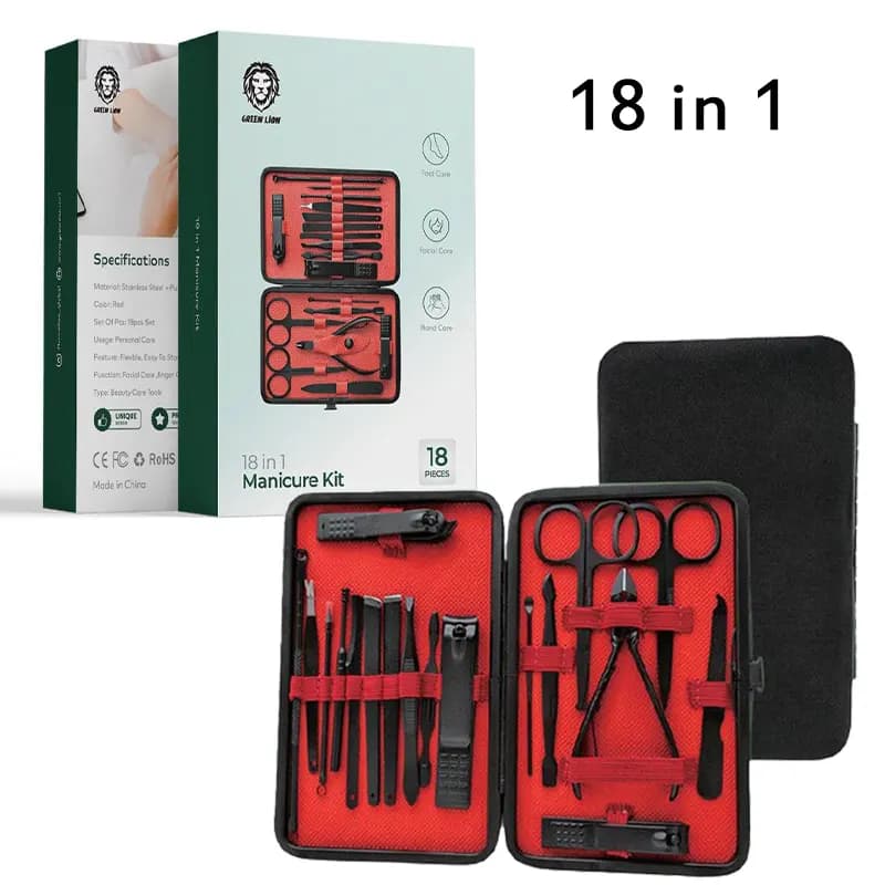 کیت مانیکور ناخن 18 در 1 گرین Green 18 in 1 manicure Travel cutter
