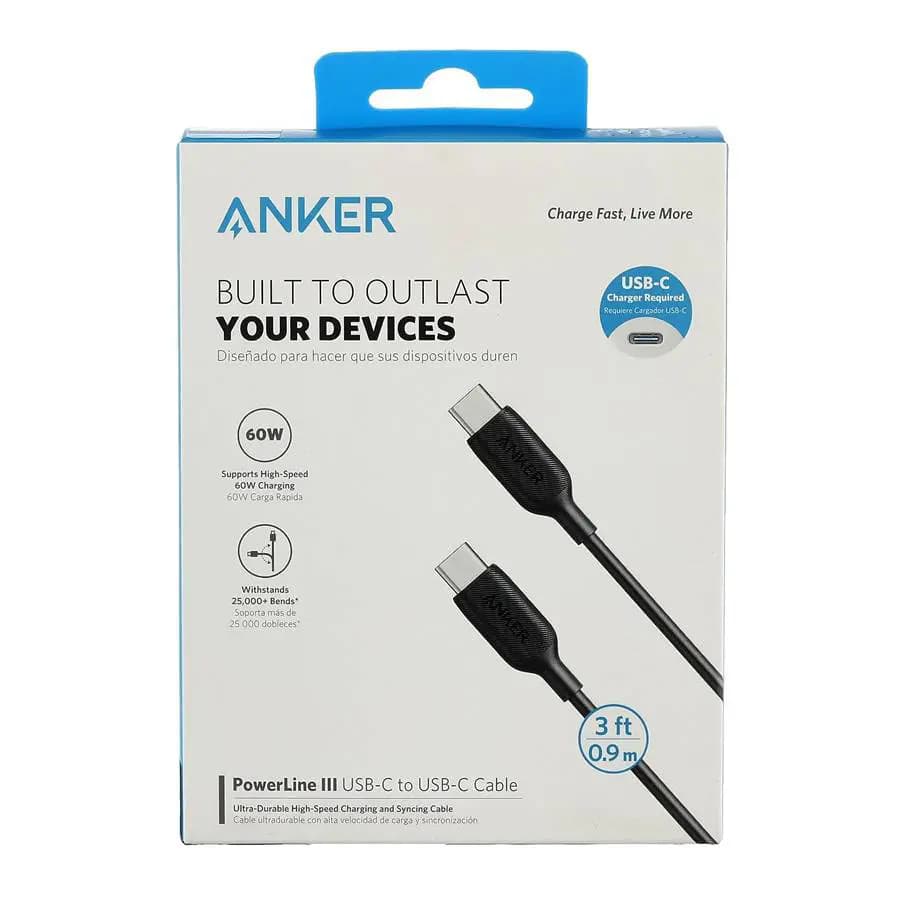 کابل شارژ USB-C به USB-C انکر مدل A8852H11 – طول ۰.۹ متر — تصویر ۴