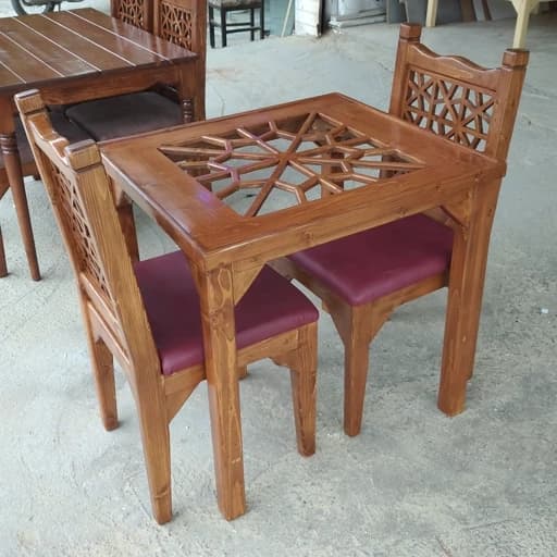 میز ناهارخوری دونفره چوبی گره خورشیدی مبلمان فرنا مدل 1112853