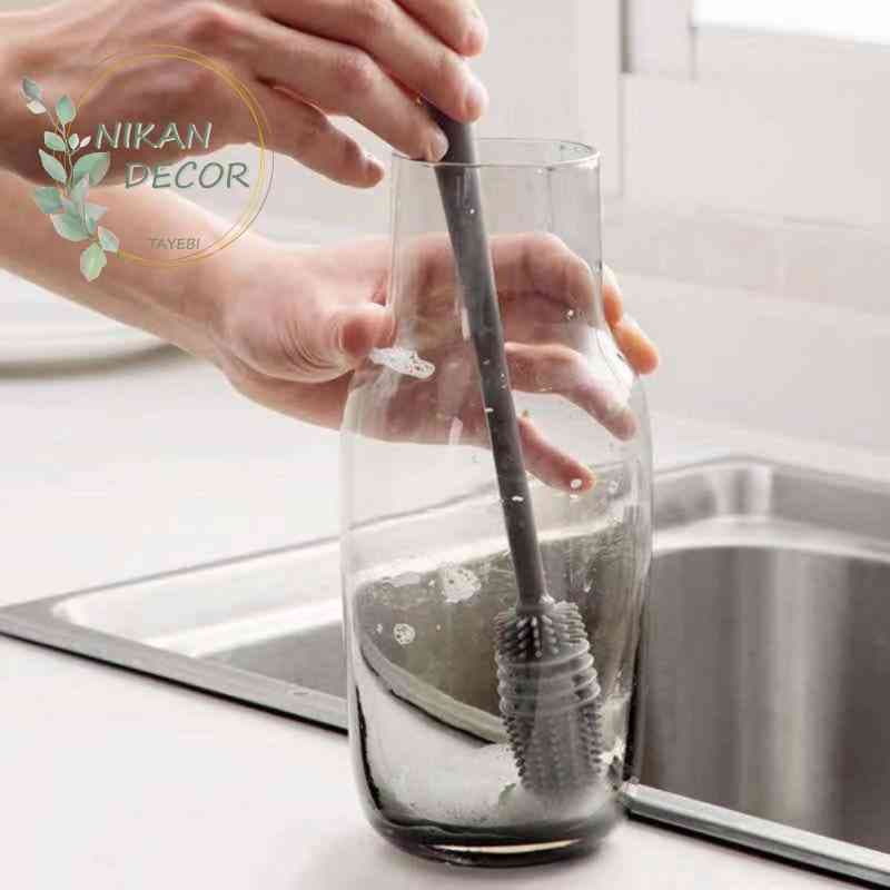 برس شستشو سیلیکونی لیوان و بطری های بلند — تصویر ۳