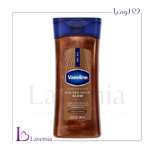 روغن شاین بدن گلدن گلو وازلین Vaseline Golden Hour Glow Vanilla Cocoa 200Ml