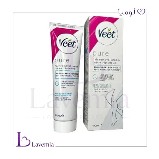 کرم موبر بدن ویت مدل پیور مناسب پوست حساس 100 میل Veet Pure Hair Removal Cream Sensitive Skin 100ml