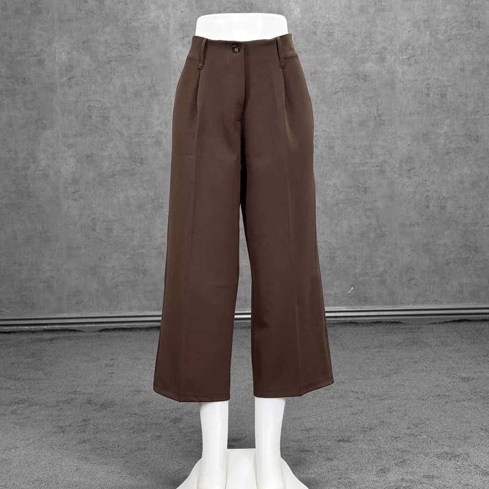 شلوار مازراتی دخترانه واید لگ قهوه ای کد 29623