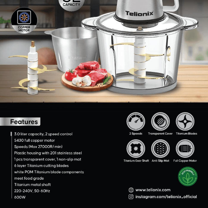 خردکن 3 لیتری تلیونیکس مدل TC1895 — تصویر ۲