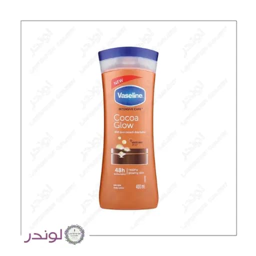 لوسیون بدن وازلین مدل Cocoa Glow میل400 | آبرسان + نرم‌کننده با کره کاکائو و شی باتر