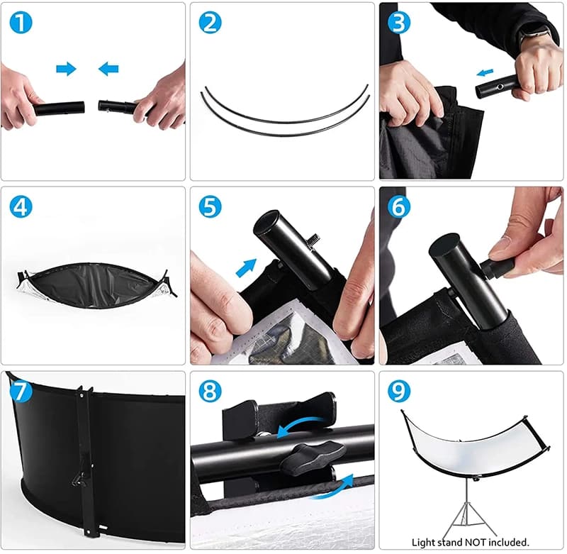 رفلکتور عکاسی خمیده (یو شکل) وسکات 180*60 U-Shape Curved Light Reflector — تصویر ۵