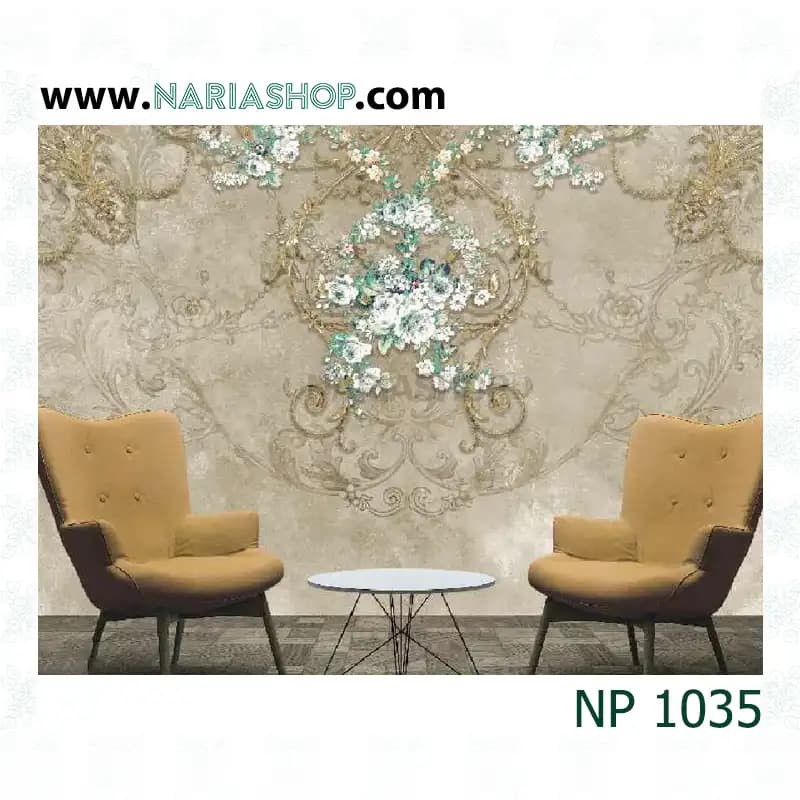 پوستر دیواری کلاسیک طوسی طلایی NP1035