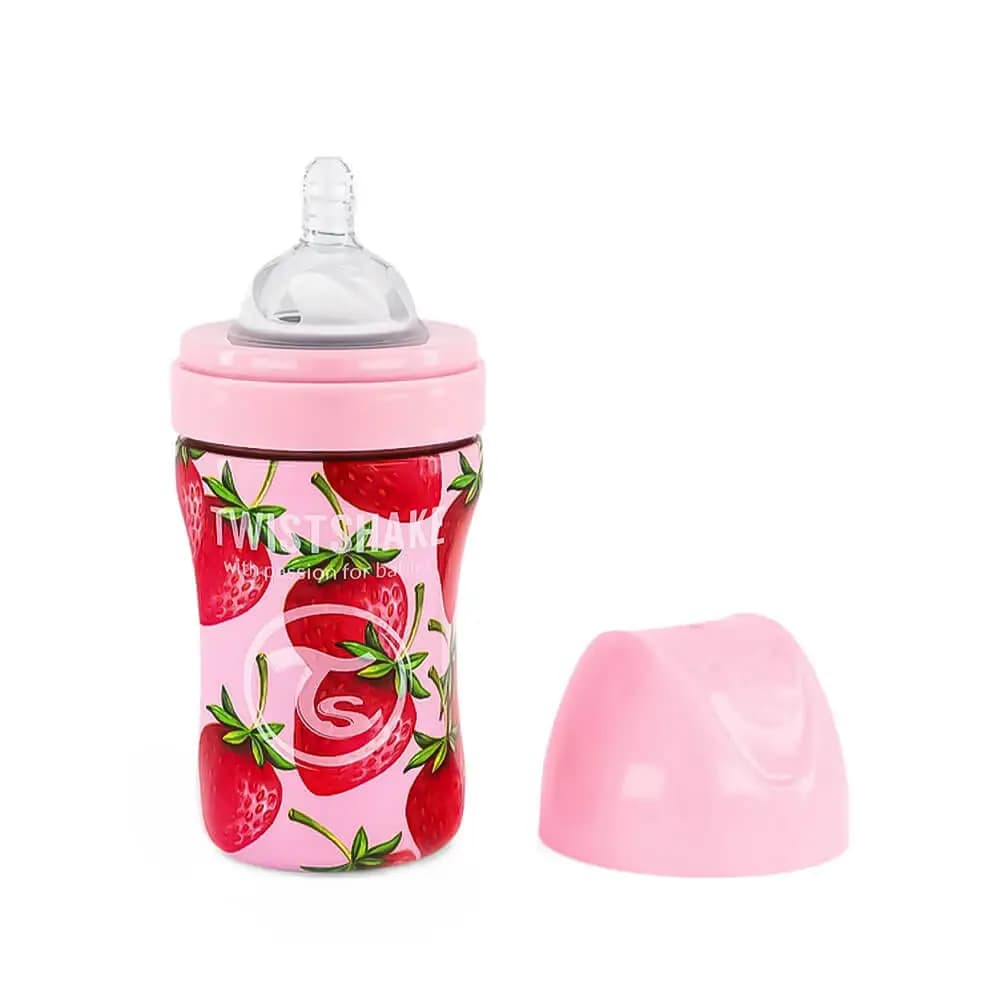 شیشه شیر استیل 260 میل تویست شیک Twistshake طرح توت فرنگی — تصویر ۲