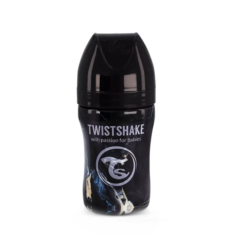 شیشه شیر استیل 260 میل تویست شیک Twistshake ماربل مشکی