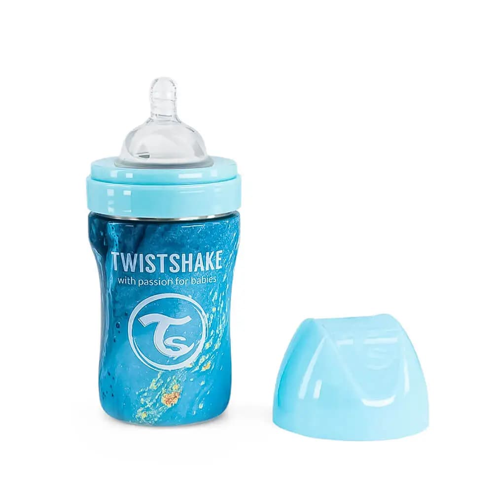 شیشه شیر استیل 260 میل تویست شیک Twistshake ماربل آبی — تصویر ۲