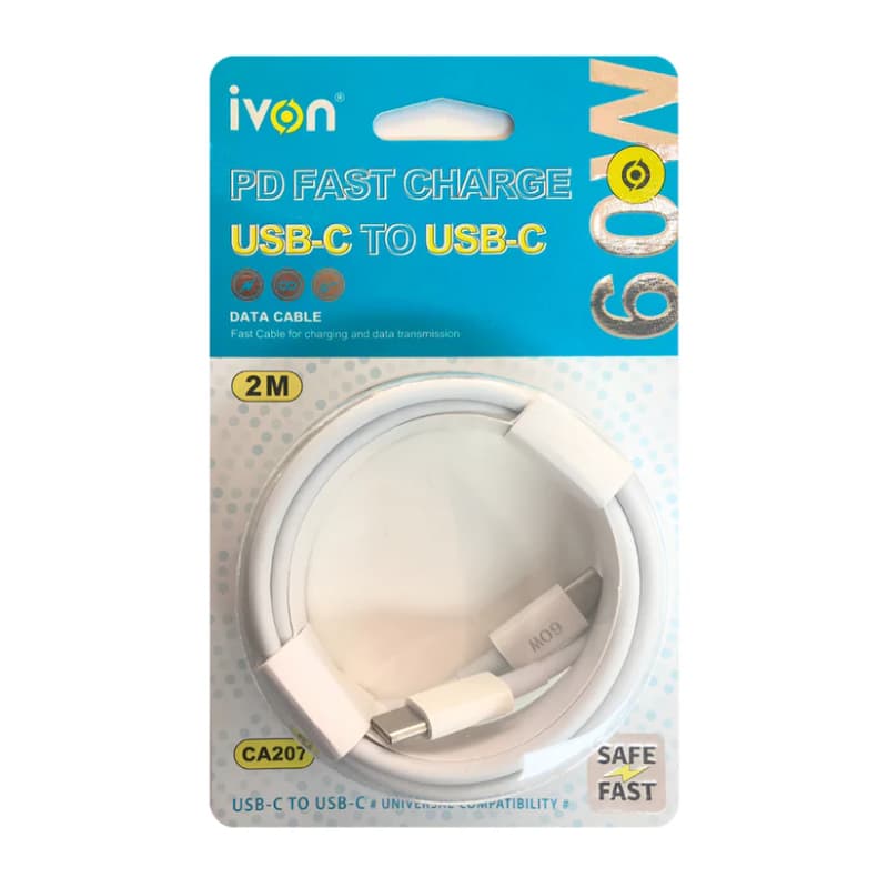 کابل تبدیل Type-C به Type-C ایون Ivon مدل CA-207 طول 2 متر — تصویر ۲