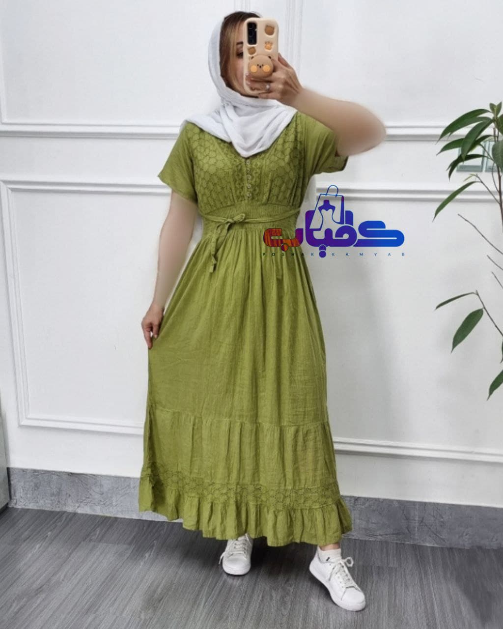 استایل لاکچری باپیراهن ساحلی سلن آستین کوتاه خامه دوزی -هندی کد938 — تصویر ۲
