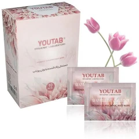 دستمال مرطوب پاک کننده بانوان یوتاب 10 عددی (پاک کننده تناسلی-بدون ابکشی)