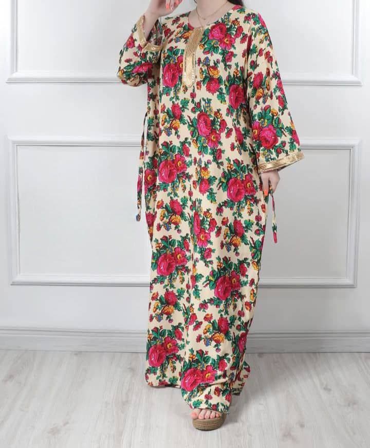 پیراهن ساحلی طلاکوب گلدار وارداتی/کد928 — تصویر ۵
