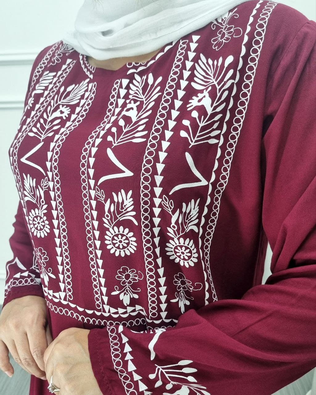 ساحلی مانتویی نخی گلدوزی چاپی طرح الهه/کد903 — تصویر ۶