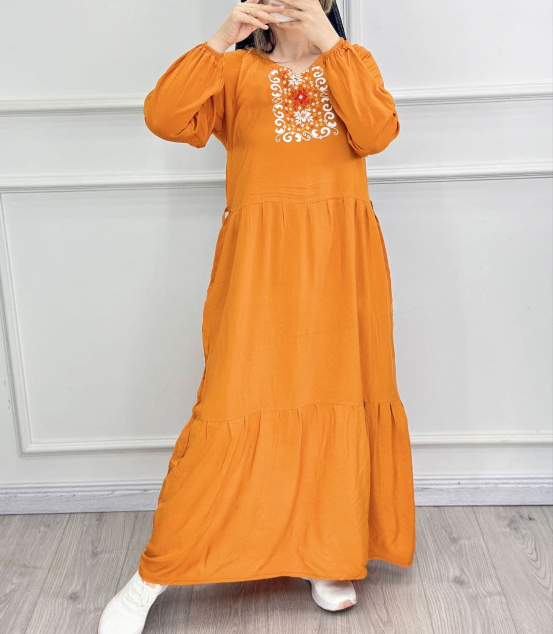 پیراهن ساحلی نخی گلدوزی چاپی طرح دریا/کد877 — تصویر ۲