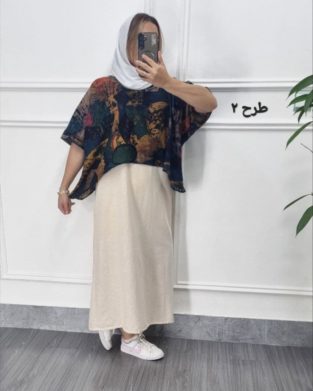 ساحلی سارافن شنل لینن طرحدار وارداتی/کد862 — تصویر ۳