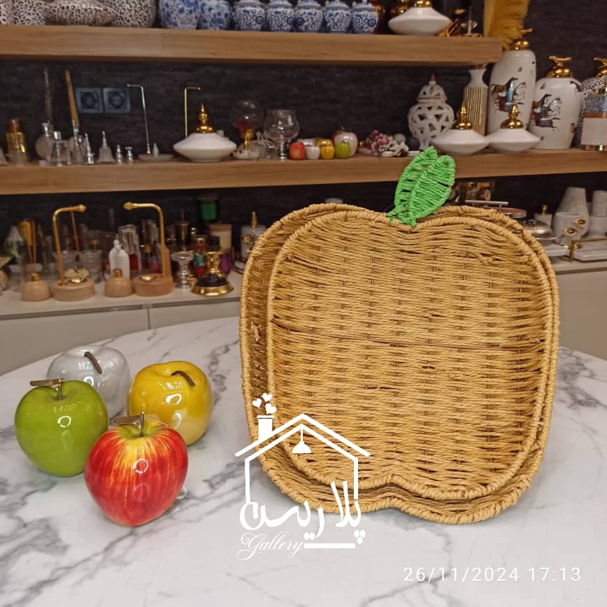 سینی یا سبد حصیری طرح سیب بافت مغربی ۹۰۰۳۵