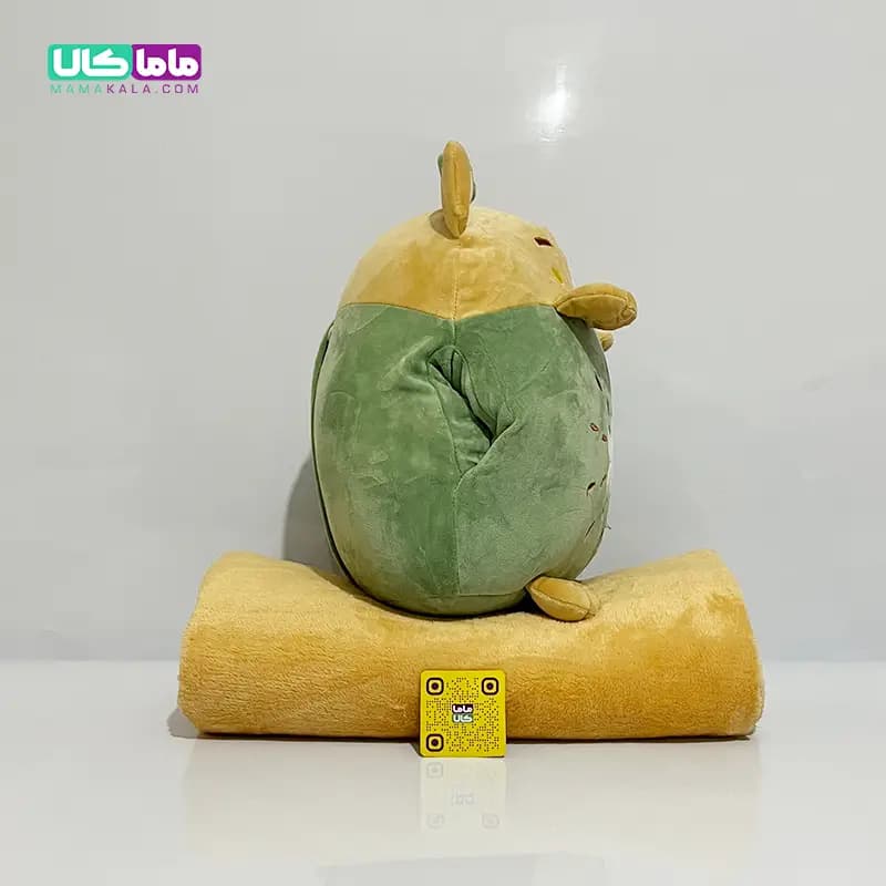 عروسک روباه بالشتی پتودار + گرمکن دست مدل کیوی 50 سانتیمتر — تصویر ۴