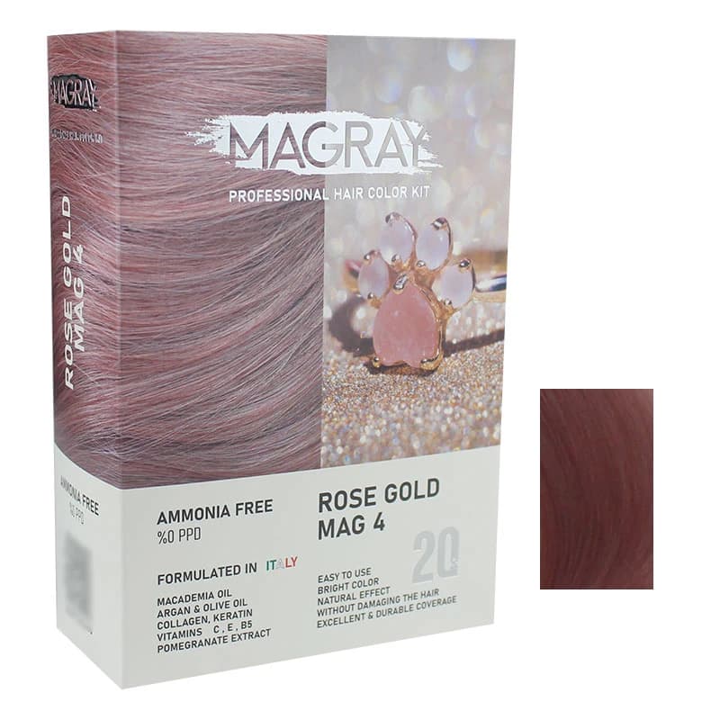 کیت رنگ مو ماگرای شماره MAG4 حجم 120 میلیلیتر رنگ رزگلد
