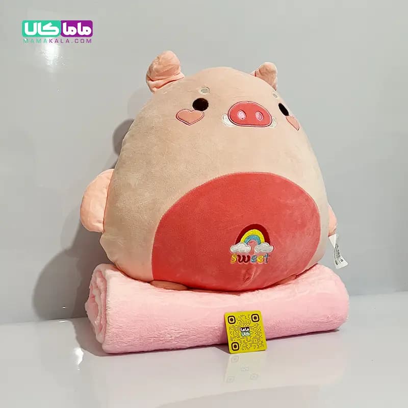 عروسک خوک بالشتی پتودار مدل رنگین‌کمان 50 سانتیمتر — تصویر ۲