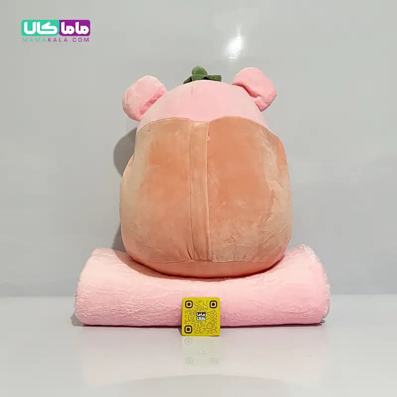 عروسک موش بالشتی پتودار + گرمکن دست مدل توت‌فرنگی 50 سانتیمتر — تصویر ۸