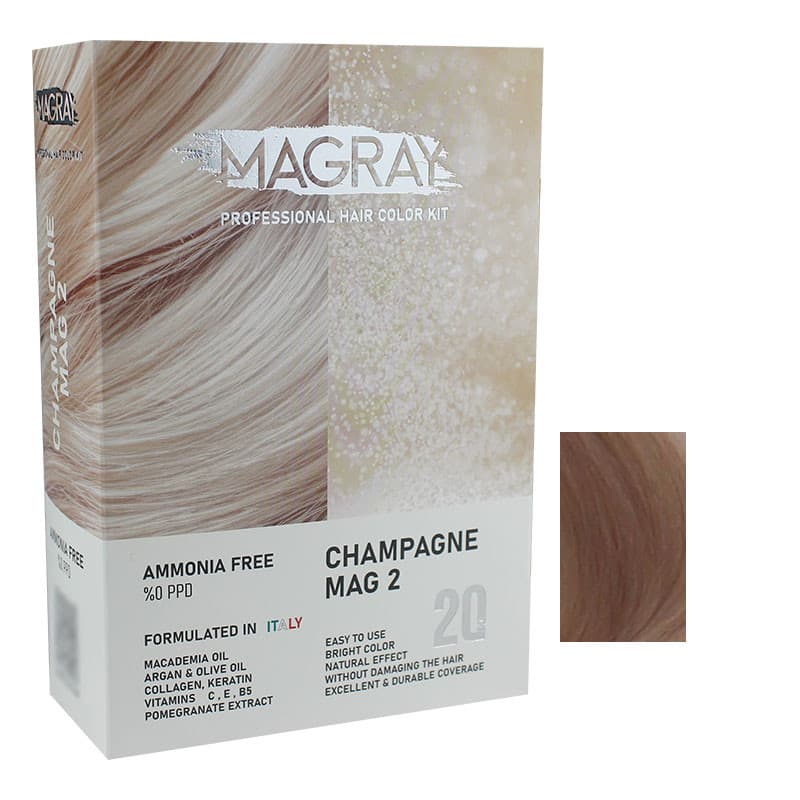 کیت رنگ مو ماگرای شماره MAG2 حجم 120 میلی‌لیتر رنگ شامپاینی