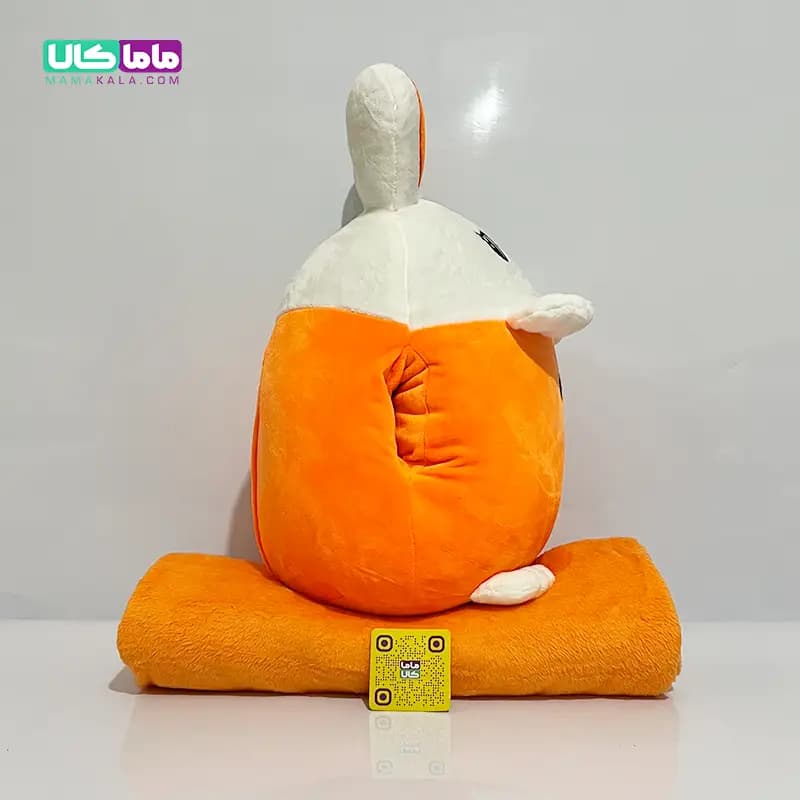 عروسک خرگوش بالشتی پتودار + گرمکن دست مدل هویج 50 سانتیمتر — تصویر ۶