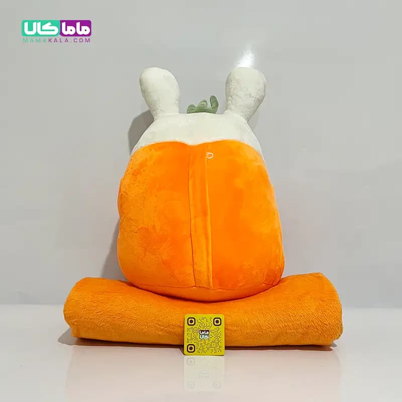 عروسک خرگوش بالشتی پتودار + گرمکن دست مدل هویج 50 سانتیمتر — تصویر ۵