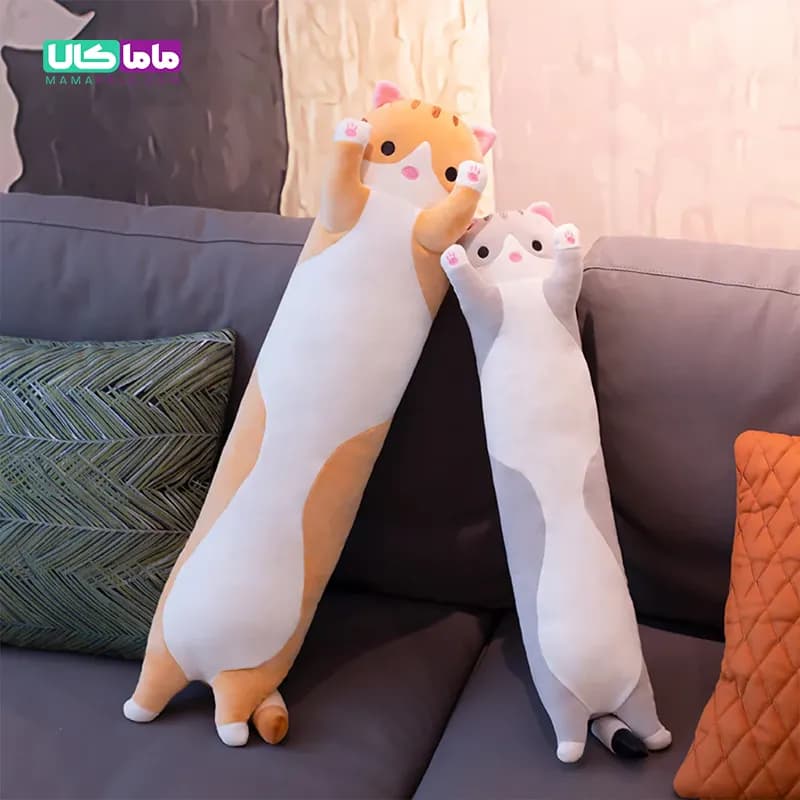 عروسک بالشتی سایز بزرگ مدل گربه طوسی 90 سانتیمتر — تصویر ۵