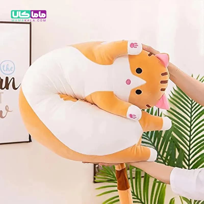 عروسک بالشتی سایز بزرگ مدل گربه قهوه ای 90 سانتیمتر — تصویر ۳