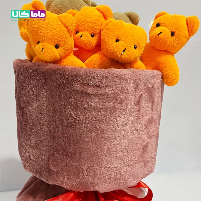 بوکت دسته گل قهوه ای عروسک خرس تدی کد 12 — تصویر ۳