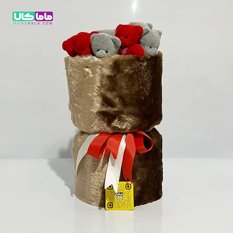 بوکت دسته گل برنزی عروسک خرس تدی کد 09 — تصویر ۲