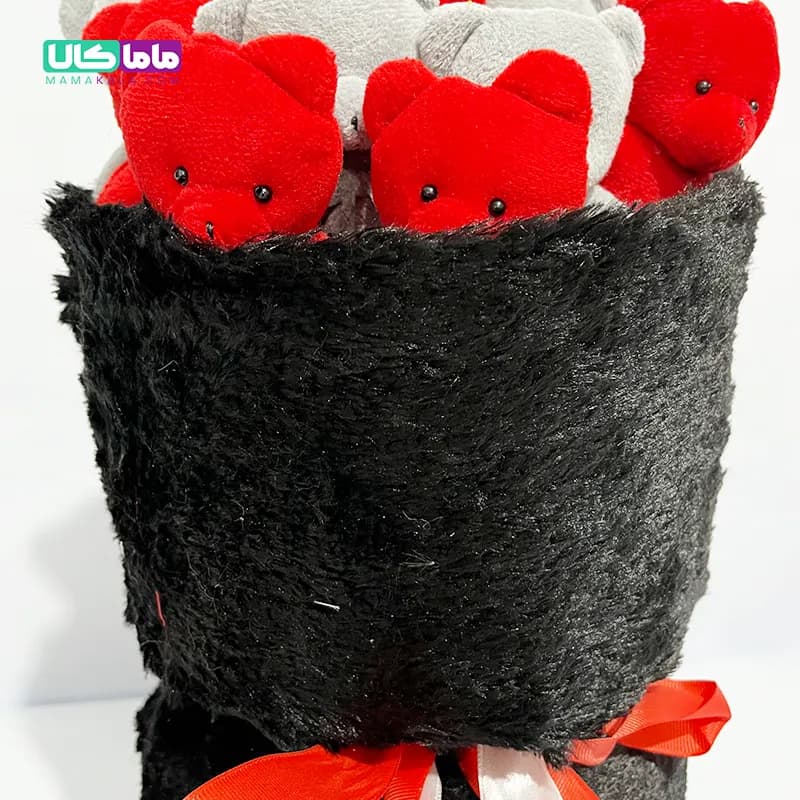 بوکت دسته گل مشکی عروسک خرس تدی کد 06 — تصویر ۳