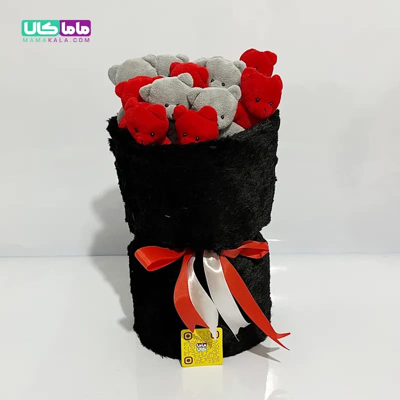 بوکت دسته گل مشکی عروسک خرس تدی کد 06