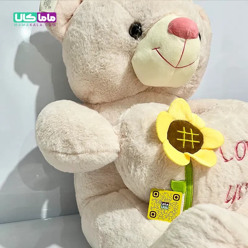 عروسک خرس سایز بزرگ مدل آفتابگردان صورتی 120 سانتیمتر — تصویر ۶