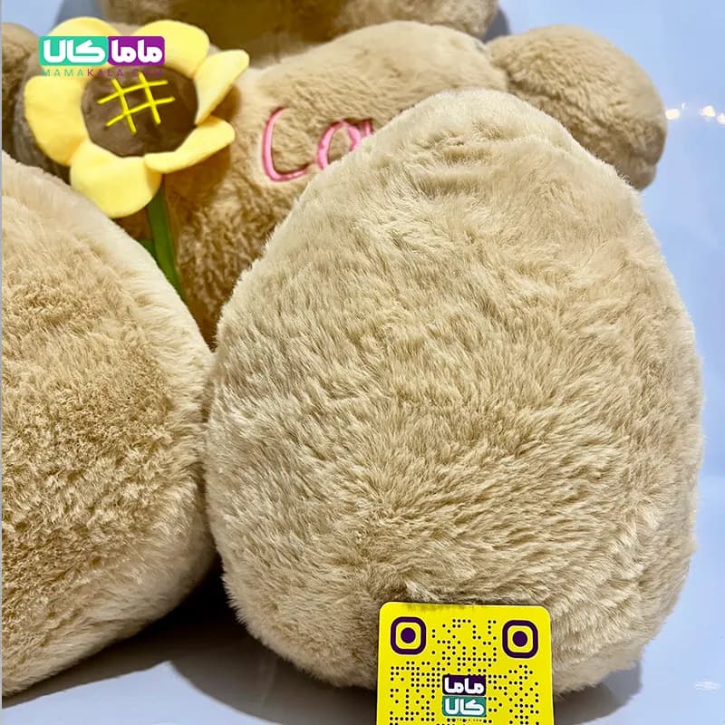 عروسک خرس سایز بزرگ مدل آفتابگردان قهوه ای 120 سانتیمتر — تصویر ۶