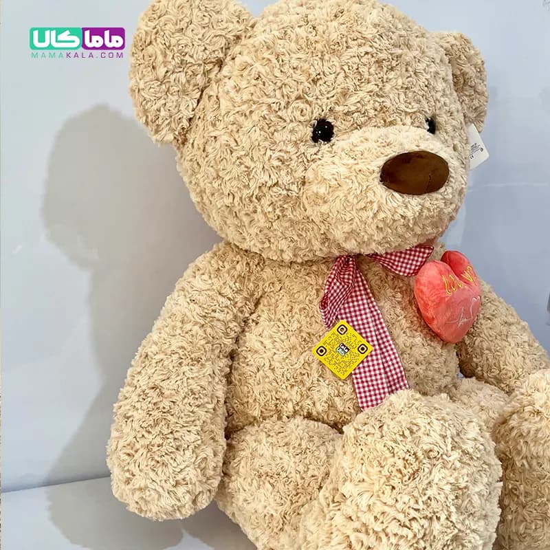 عروسک خرس تدی مدل قلب مغناطیسی کرمی 120 سانتیمتر — تصویر ۲