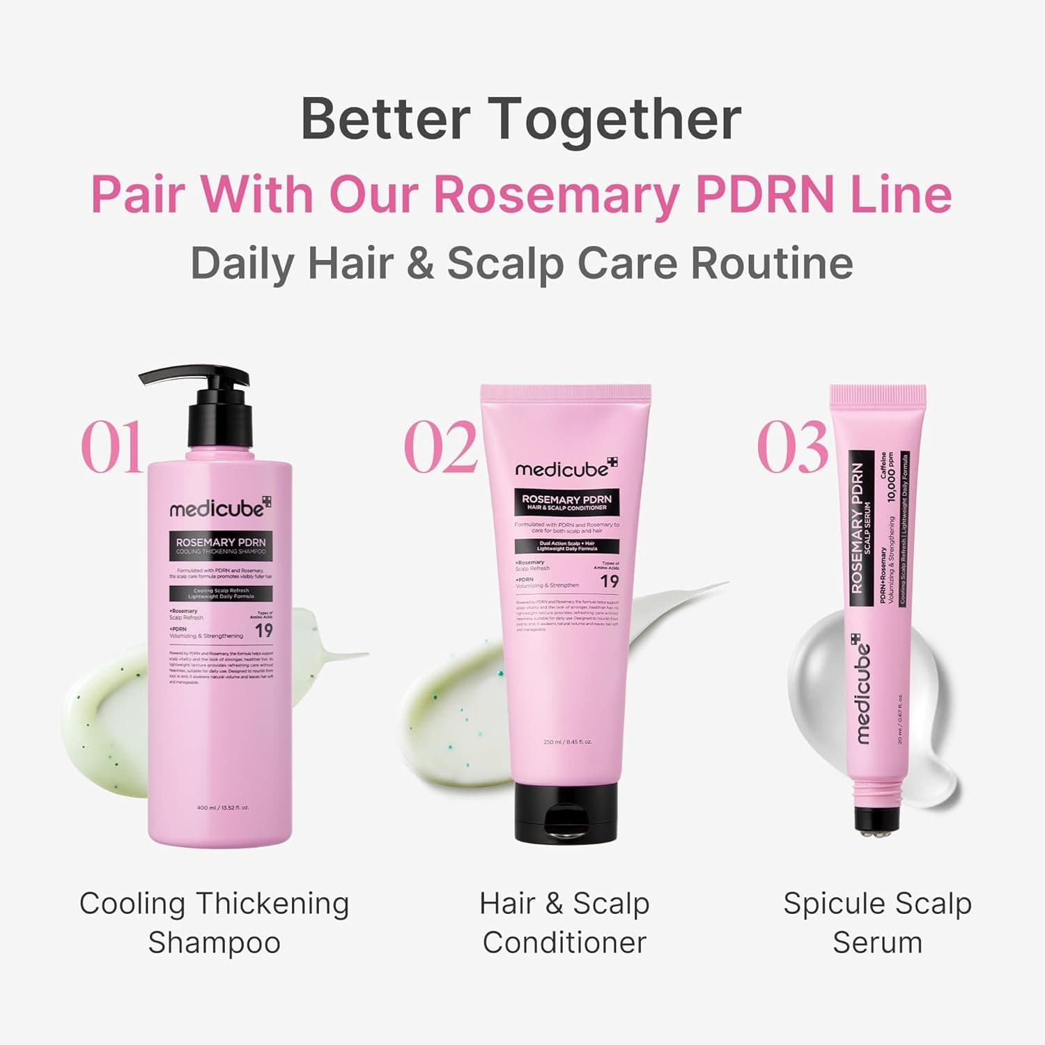 شامپو رزماری PDRN مدیکیوب 400 میل (Rosemary PDRN Cooling Thickening Shampoo) — تصویر ۷