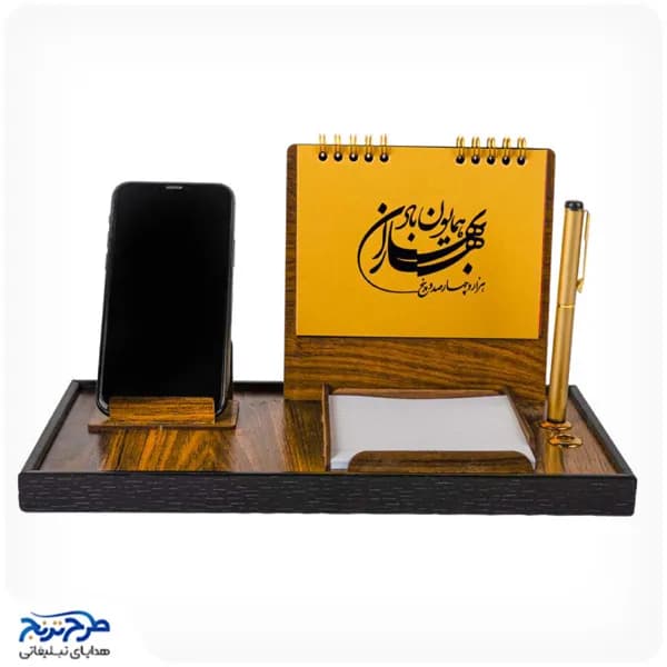 تقویم رومیزی چوبی یادداشت دار مدیریتی