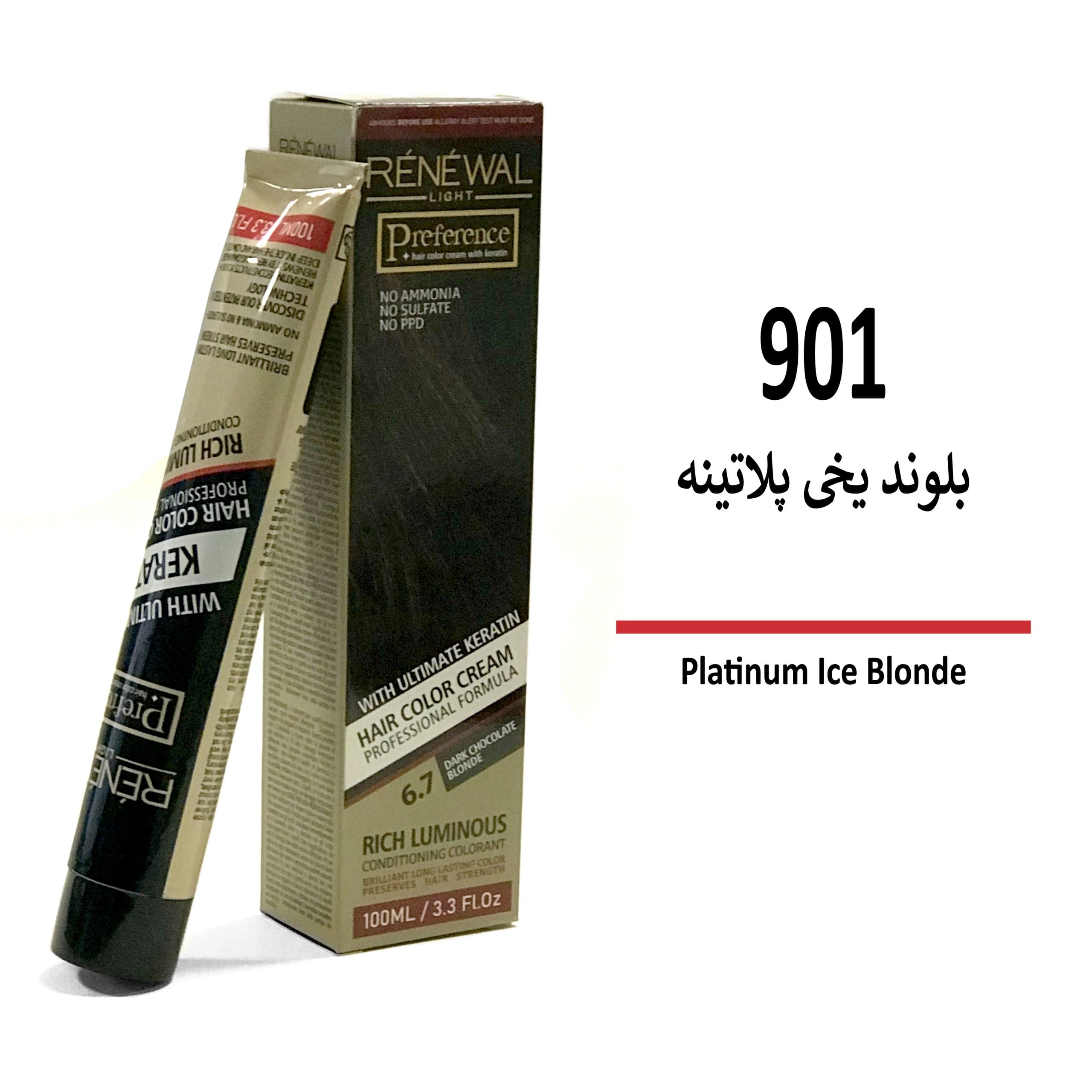 رنگ مو بدون آمونیاک رنوال بلوند یخی پلاتینه 901