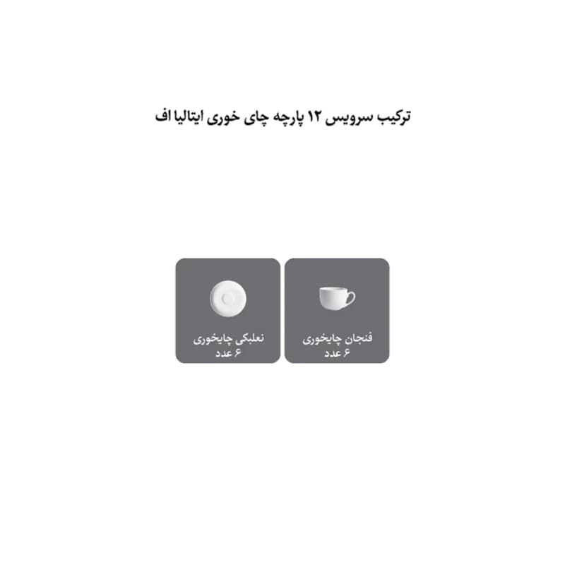 سرویس چینی زرین 12 پارچه چای خوری ایتالیا اف سفید — تصویر ۲