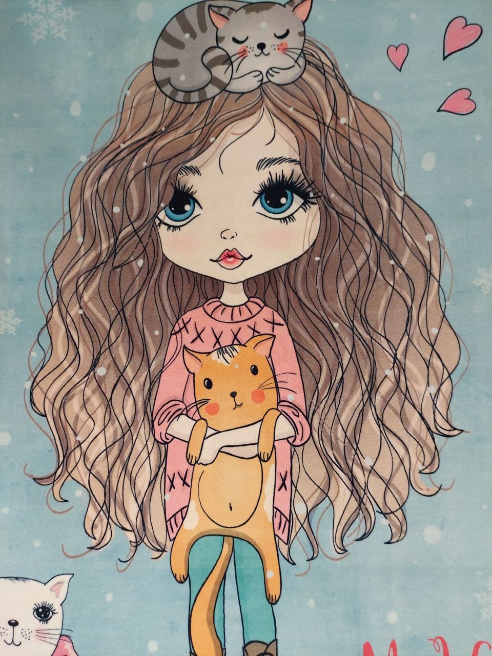 فرش کودک طرح پرنسس و گربه ها کد 101211 آبی — تصویر ۵