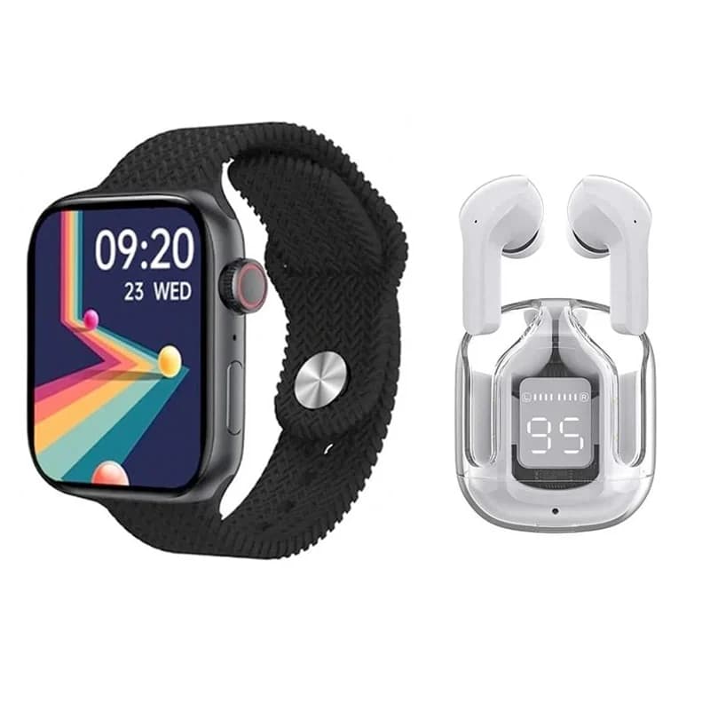ساعت هوشمند وایرلس WS-77 MAX به همراه Glass Airpods + سه بند کد N472