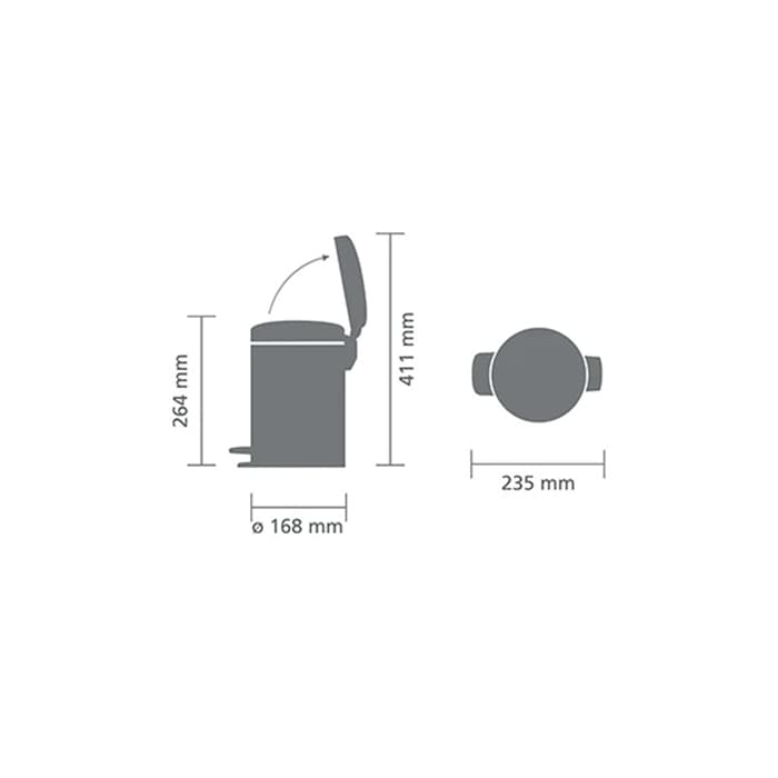 سطل زباله 3 لیتر استیل مات برابانتیا | Brabantia NEWICON PEDAL BIN — تصویر ۶