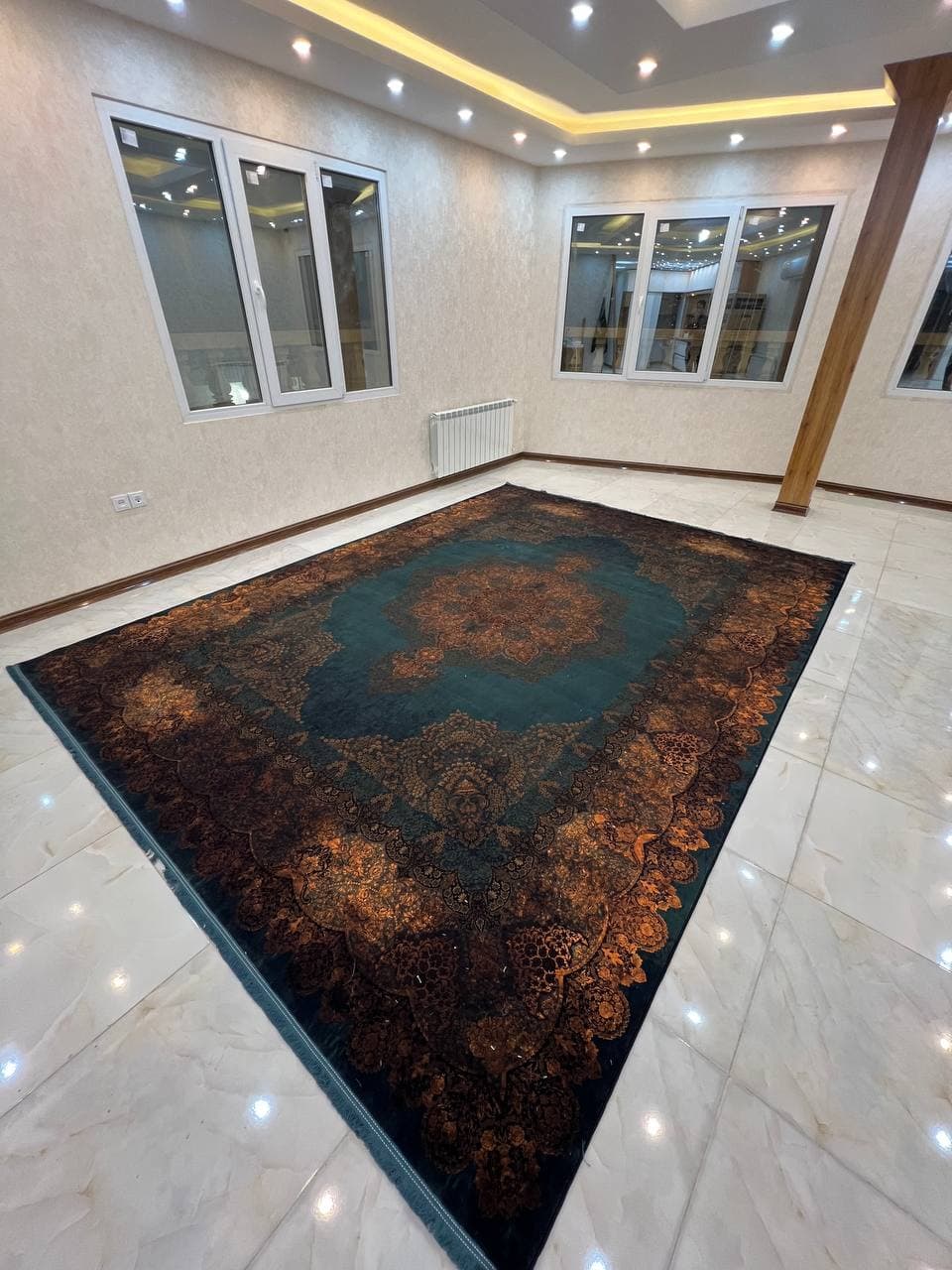 فرش طرح دستباف کد 809025 سبز آبی — تصویر ۵