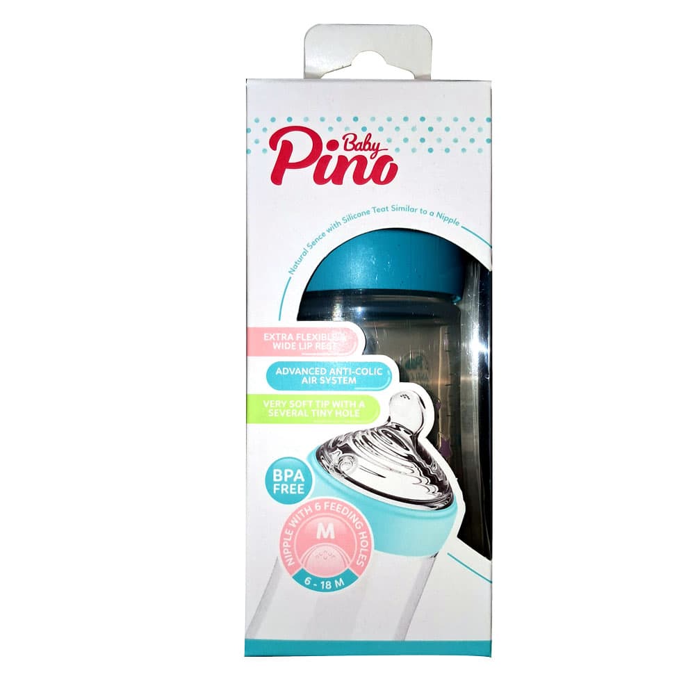 شیشه شیر نوزاد و کودک 260 میلی لیتر سایز مدیوم | پینو بِی بی (Pino-Baby)